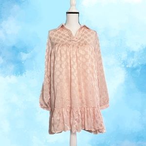 🏷️NWT🏷️ Nasty Gal Pink Polka Dot Jacquard Babydoll Mini Dress - US Size 2
